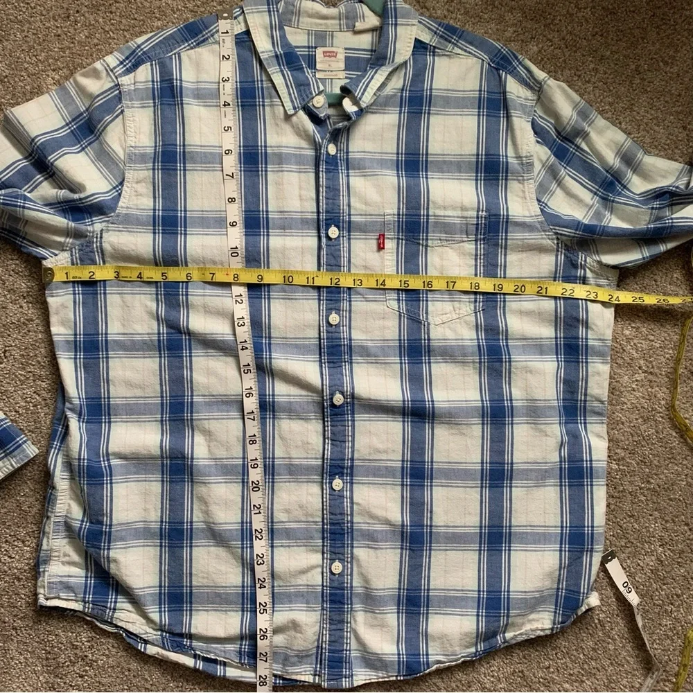 Levi’s Men's Classic 1 Pocket Standard-Fit Long Sleeve Shirt Plaid Hemp Size XL
